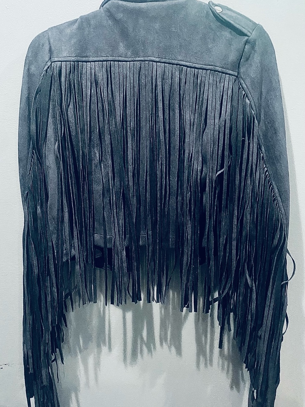 Fringed Faux Suede Moto Jacket - Black Sz M NWOT - Picture 4 of 4